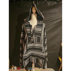 Artesanias‎ Sweater Mens xl Drug Rug Pullover dark blue Striped Hoodie